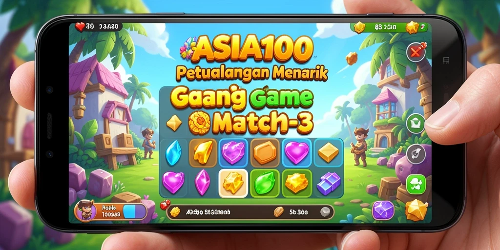 Tampilan gameplay Match-3 yang penuh warna dan menantang.