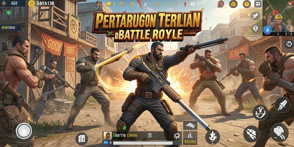 Screenshot menunjukkan aksi mendebarkan dalam permainan Battle Royale.