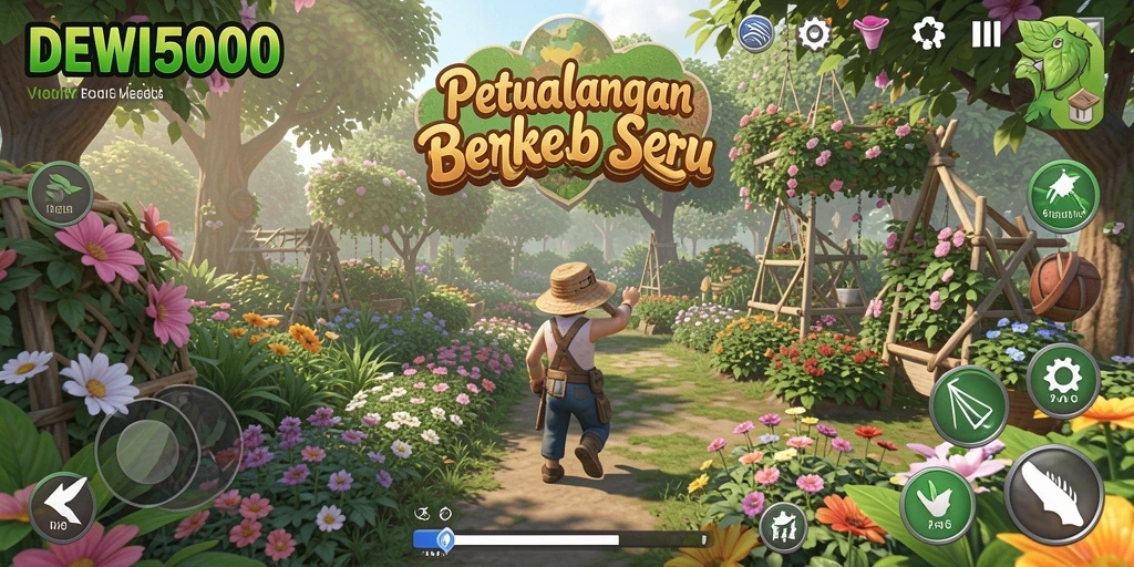 Tampilan gameplay DEWI5000 yang penuh warna dan menarik.
