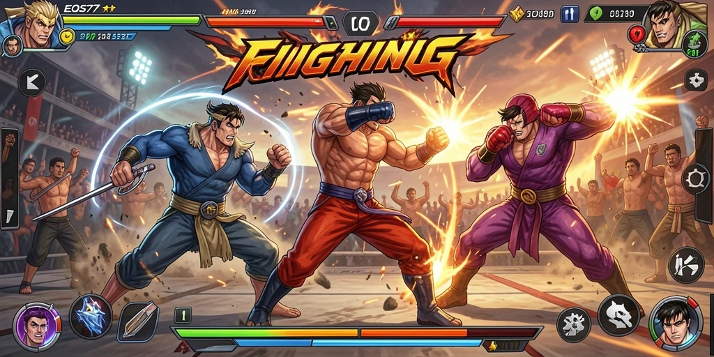 Tampilan gameplay seru penuh aksi dari EOS77.