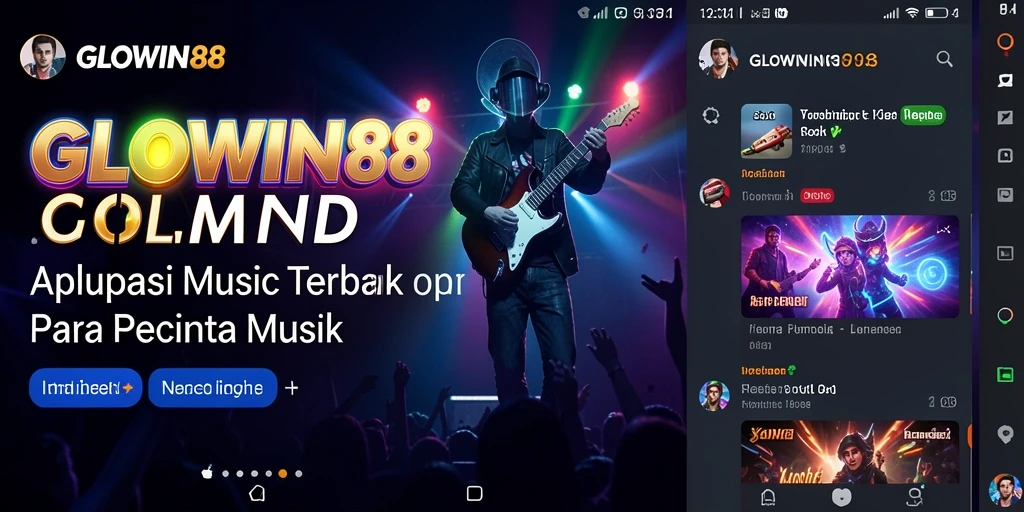 Tampilan gameplay aplikasi GLOWIN88 menampilkan berbagai fitur musik yang menarik.