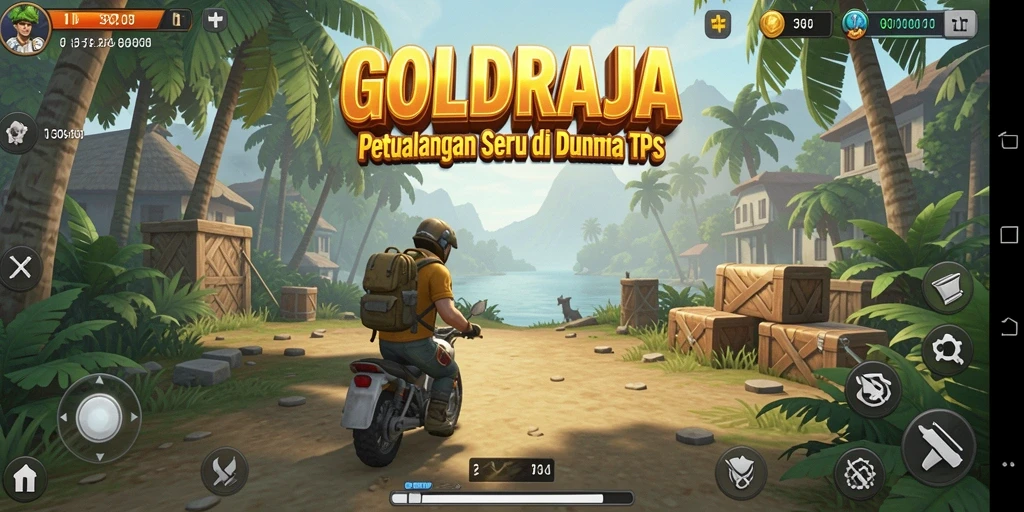 Tampilan gameplay mendebarkan di dunia <strong>GOLDRAJA</strong> dengan aksi TPS yang intens.