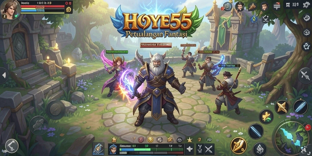 Screenshot gameplay HOYE55 menampilkan pertarungan seru dan karakter yang menawan.
