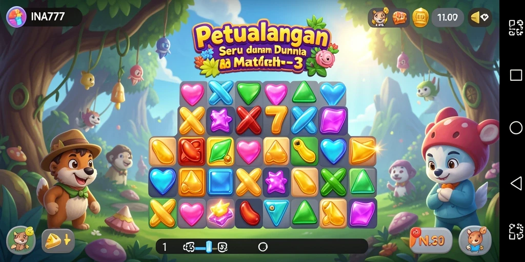 Gameplay seru dari INA777 saat mencocokkan item.
