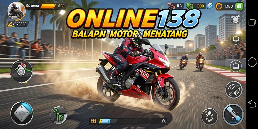 Tampilan menarik dari gameplay balapan motor yang mendebarkan.