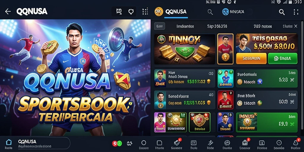 Tampilan utama gameplay QQNUSA menampilkan berbagai pilihan olahraga untuk taruhan.