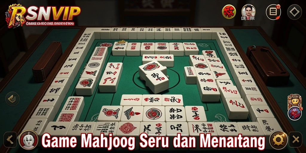 Tampilan gameplay mendebarkan dalam RSNVIP, penuh strategi Mahjong.