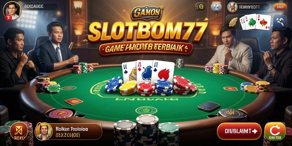 Tampilan gameplay menarik di aplikasi Poker SLOTBOM77.